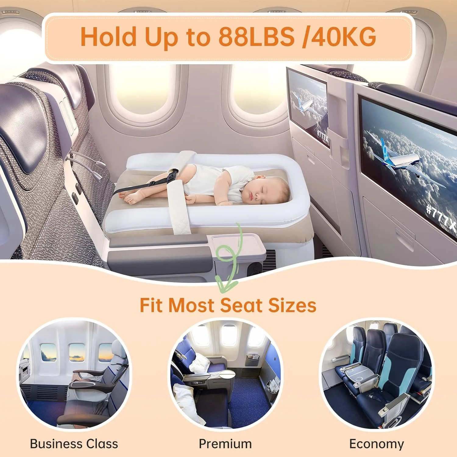 Factory OEM Inflatable Airplane Bed for Kids Portable Toddlers Blow up Bed for Travel Baby Mattress with Hand Pump