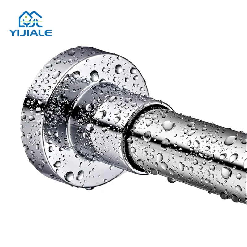 Modern Rust Proof Non-Slip Silver Adjustable Bathtub Curtain Rod  304 Stainless Steel Constant Tension Shower Rod For Bathroom