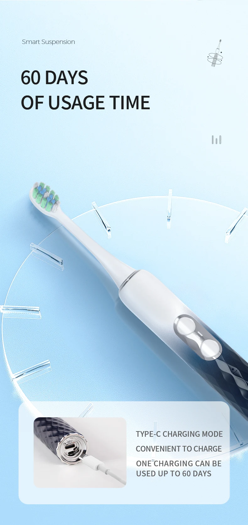 Dycrol New Design Ultra Sonic Electric Tooth Brush Wholesale 6 Cleaning