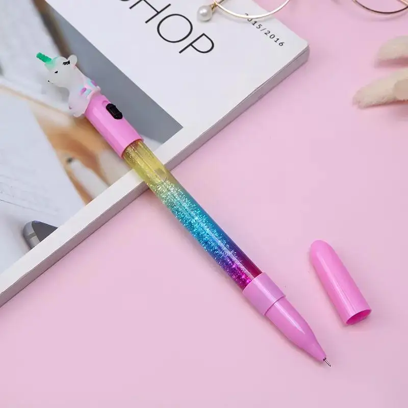 Cute Cat Lava Lamp Pen Glitter Kawaii School Suppliers