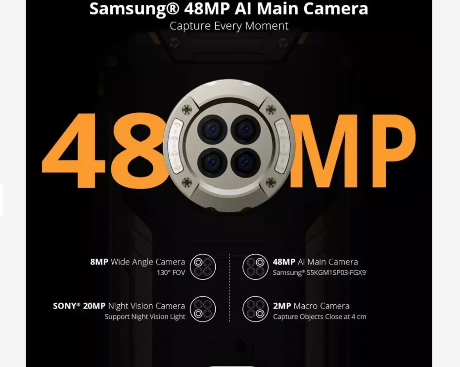 DOOGEE S96 Pro 8G 128 G48MPラウンドクワッドカメラ赤外線ナイト