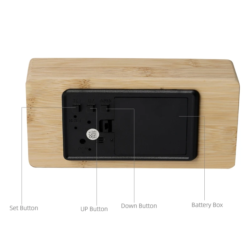 100% Dimmer Bedside Table Wireless Charging Adjustable Volume Temperature Display Digital Alarm Clock with Music Speaker