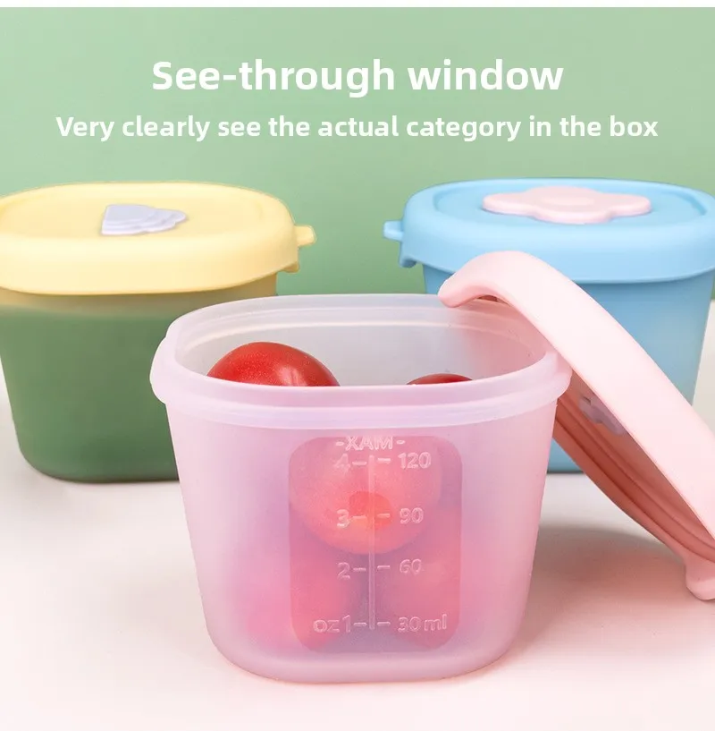 Baby Silicone Mold for Complementary Food Steam Cook Meat Puree Ice Compartment with Frozen Storage Food Packaging Box factory