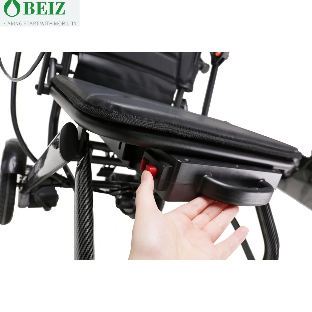 13.5 KG Aluminum Alloy with Carbon Fiber Printing  Airplane Boarding  Lightweight Handicapped Foldable Electric Wheelchair manufacture