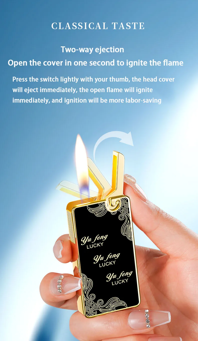 db 1576 luxury gas refillable flint lighter for cigarettes zinc alloy business gifts pretty gift box-6
