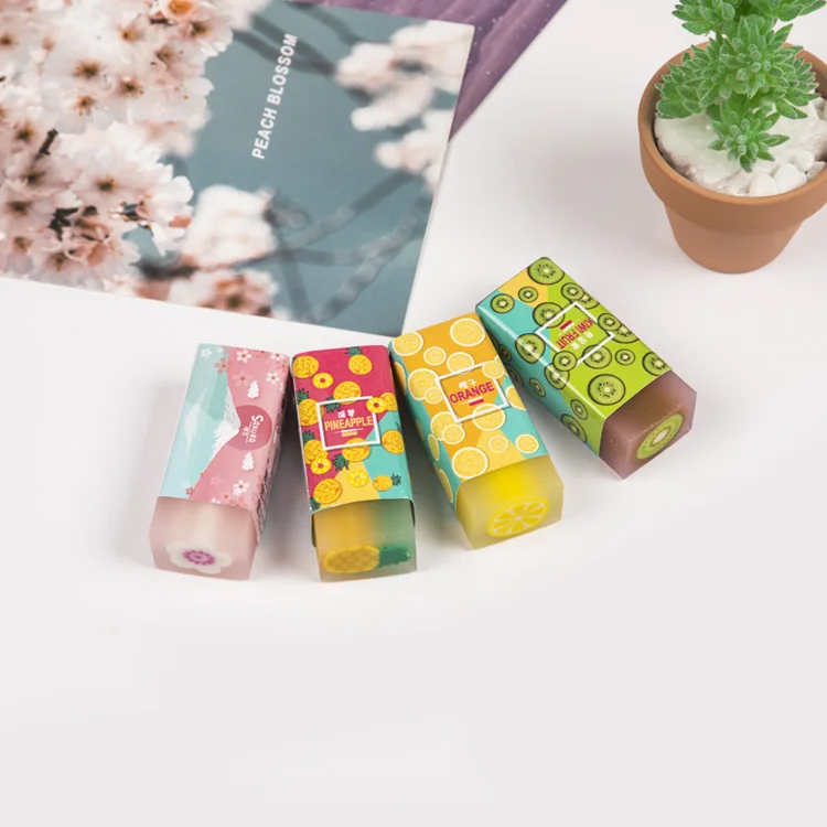 Канцелярские принадлежности назад в школу, подарок, рекламный ластик, ароматизированный 2D ластик с фруктами для детей, студентов, резиновый ластик-карандаш