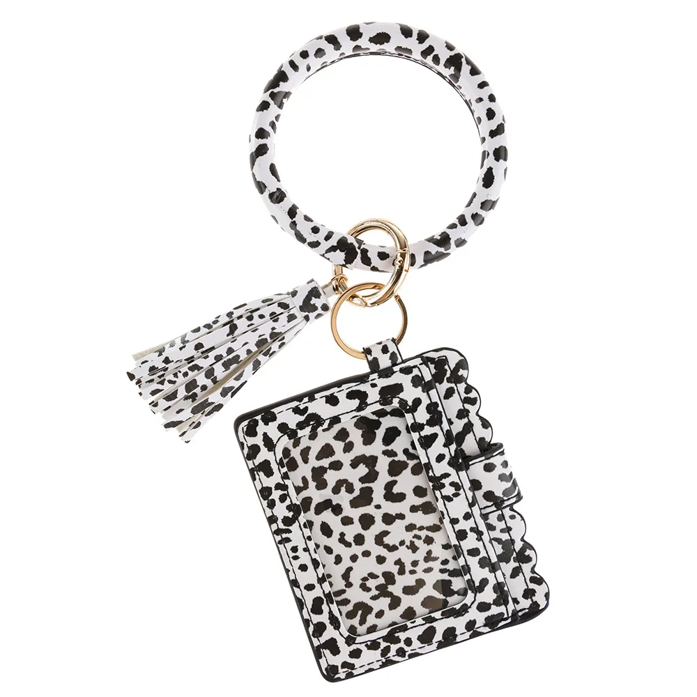 PU Leather Slim Minimalist Card Wallet Key Ring Bangle. - 4 (75619)