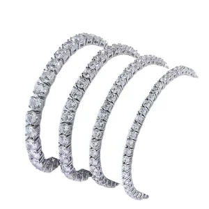 Men 18K Gold Tennis Bracelet Single Row 3-6mm Zircon Hip Hop Style Bracelet