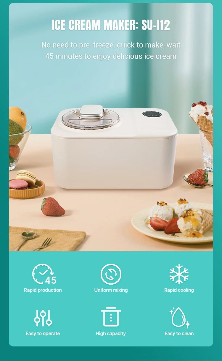 Lifecode 1.2l Home Use Compressor Self Cooling Mini Ice Cream Maker Tabletop Ice Cream Making