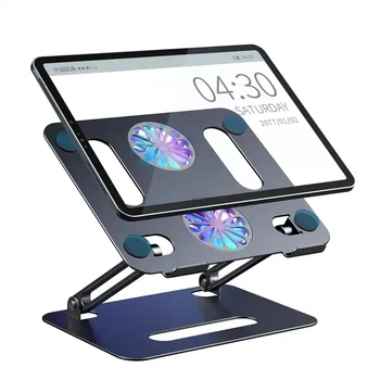 Foldable Portable Aluminum Laptop Fold Computer Table Holder Stand Bracket Notebook Lap Desk Tray With Cooling Fan for Bed