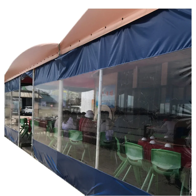 Customized Splicing Transparent Tarpaulin Zipper Style Stall Snack Street Store Car Wash Shop Enclosure Outdoor Curtain Canopy