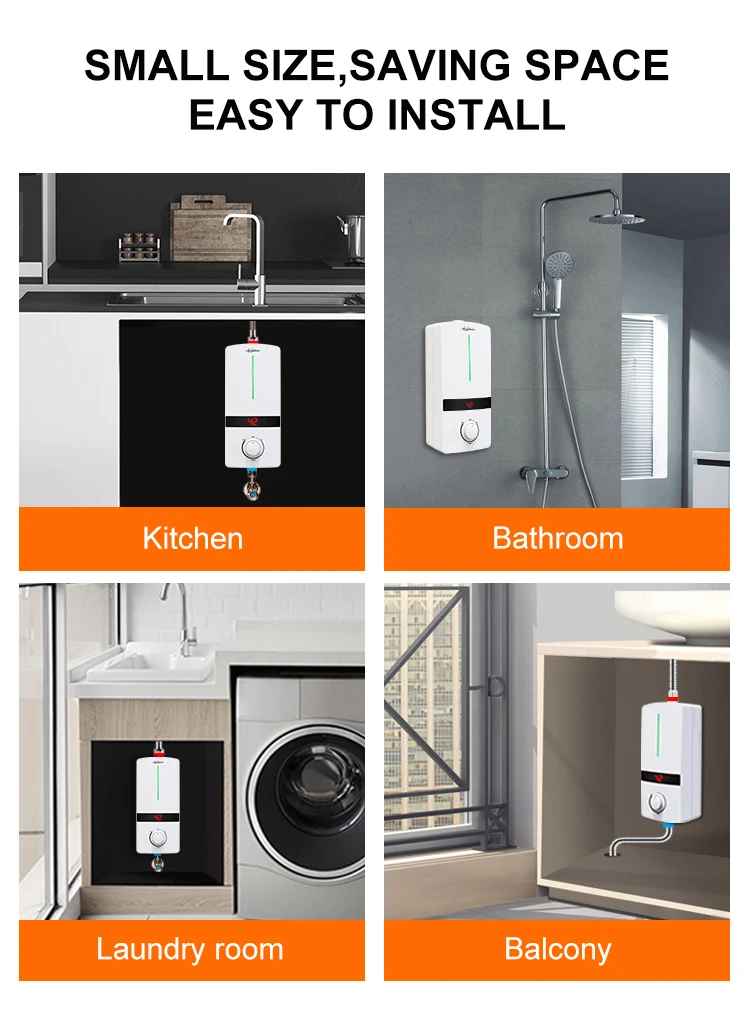 Below the Sink Instant Power Supply Small Single Point Electric Hot Shower  Water Heater Kitchen