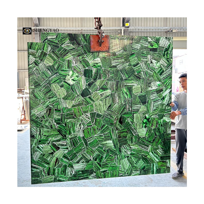 Translucent Commercial Reception Counter Backlit Green Emerald Crystal Quartz Stone Bar Nightclub Hotel Bar Countertop