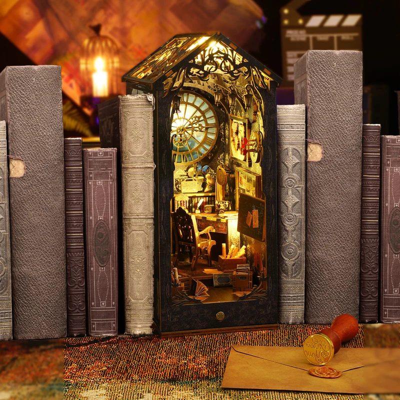 Nook Book 3d Wooden Puzzle Bookend Diy Miniature House Booknook Shelf Insert Detective Agency Book Nook Kit