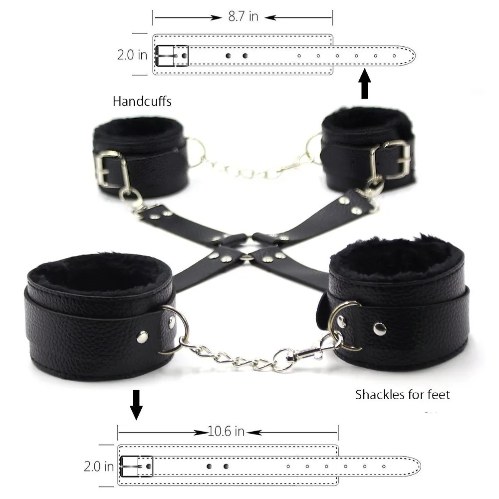 10pcs Fetish Kits Bed Restraints Bondage Plush Pu Sexy Flirting