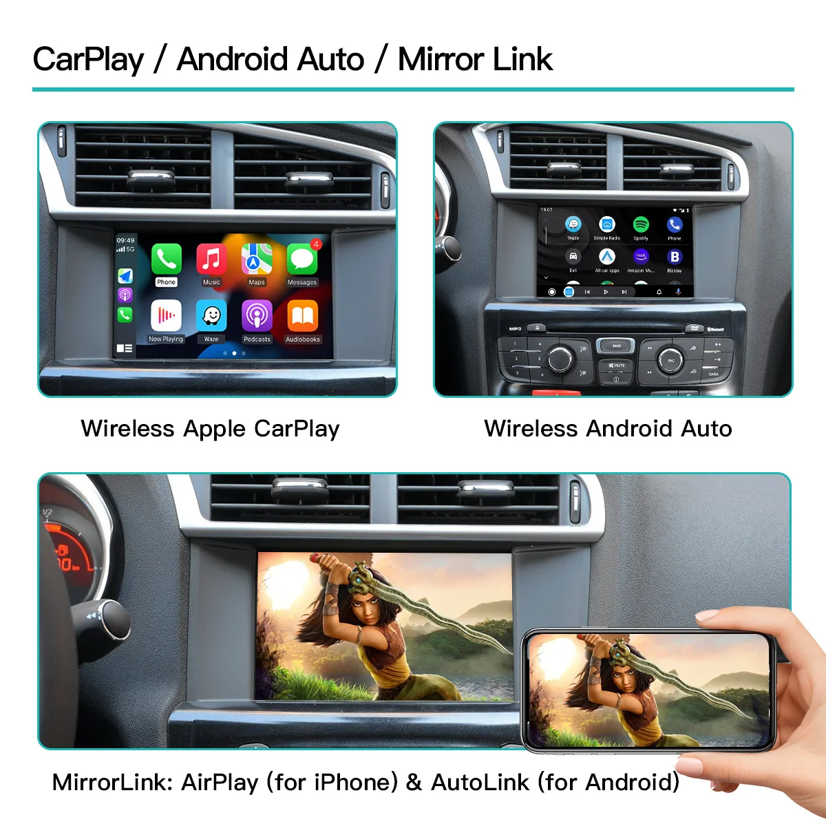Autoabc ワイヤレス Apple CarPlay Android Auto インターフェース