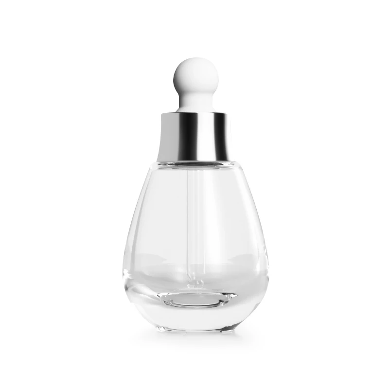 New Design Luxury 30ml Cosmetic Container Customized Logo Fancy Dropper Bottle Glass Essential Oil Bottle with Dropper