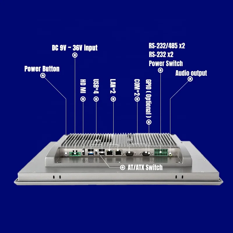 Industrial Computer Win 10 Embedded Touch Panel Pc with Waterproof Ring