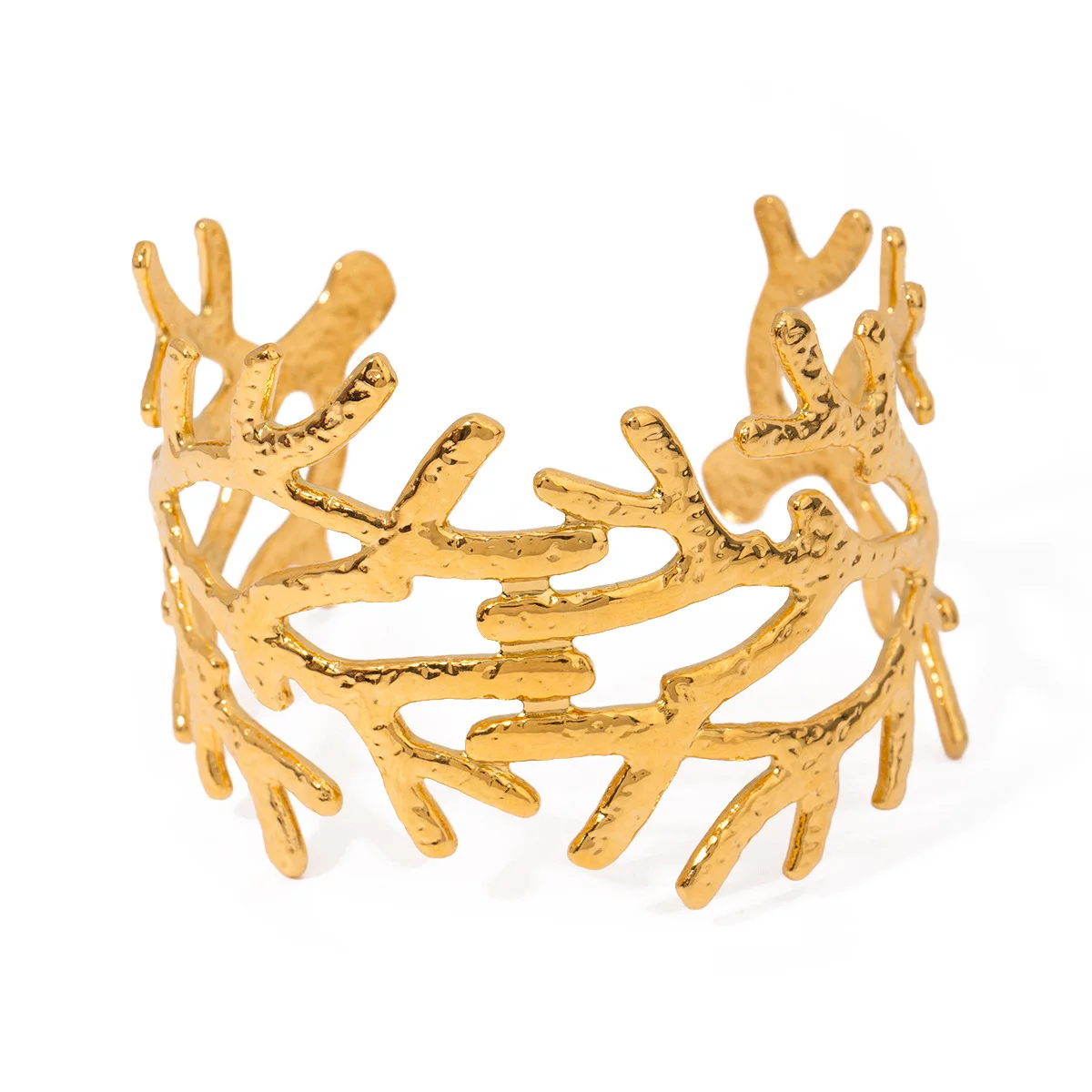 Stainless Steel Fashion Bracelets Hollow Coral Shape Exaggerated Adjustable Bracelet Women High-Grade Bangles Jewelry Women