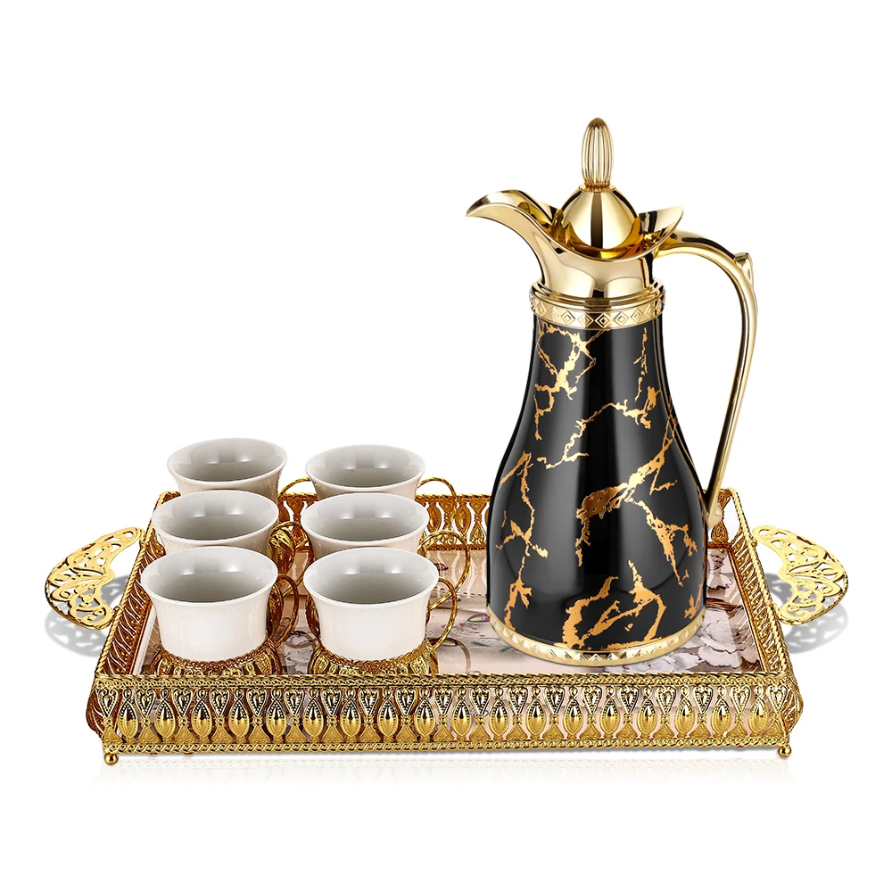 Arabic Thermos Coffee Dallah Pot 1000ml Luxury Vacuum Glass Flask Tea