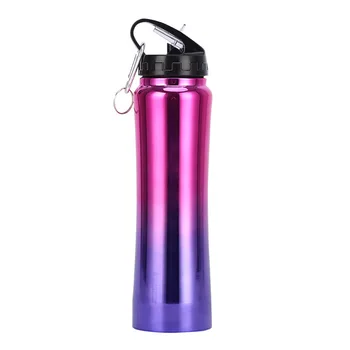 Wholesale Sports Water Bottles 304 Stainless Steel Cycling Travel Outdoor Water Bottle With Straw Lid