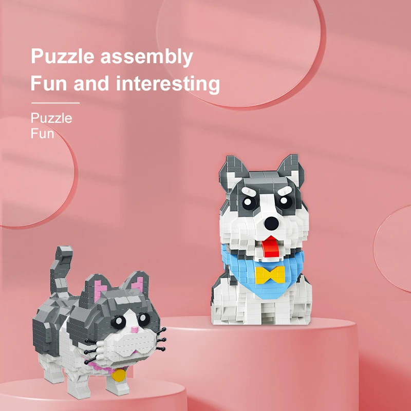 Set De 2 Gatos En Micro Bloques De Construcción – Figuras 3D Con 470 Y 484 Piezas, Puzzle De Montaje Para Niños Y Adultos