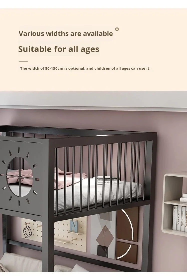 product modern wrought iron loft bed with desk simple space saving duplex iron frame for small apartments factory direct-7