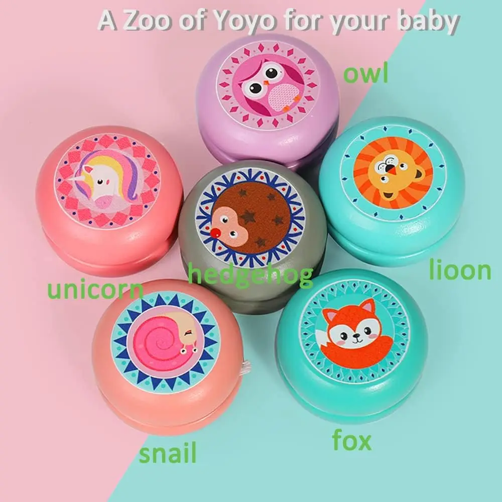 Оптовая продажа без трюков простые небьющиеся Мультяшные животные Монтессори деревянные развивающие игрушки на заказ йо-йо для