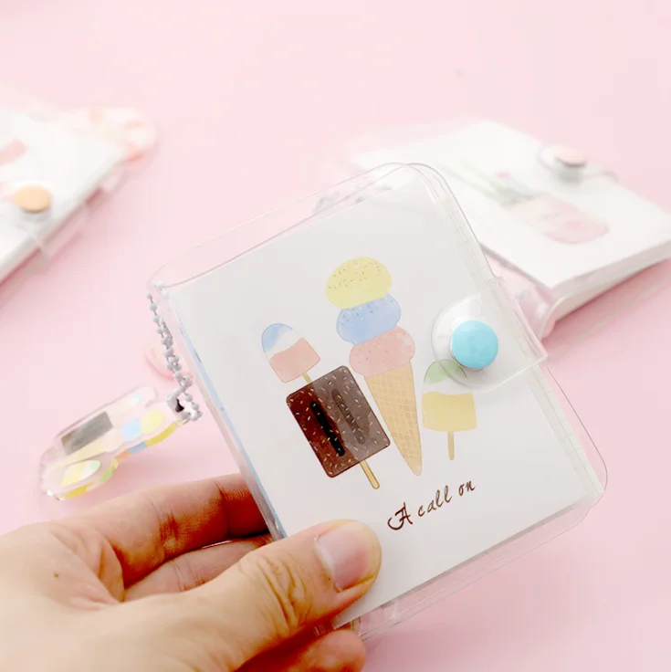 Mini Transparent 3Ring Binder Covers With Grid Inner Page And Binder Pockets Mini Loose Leaf Notebook Binder 18.5 X 10.5 Cm Clear PVC Binder Cover - View #4