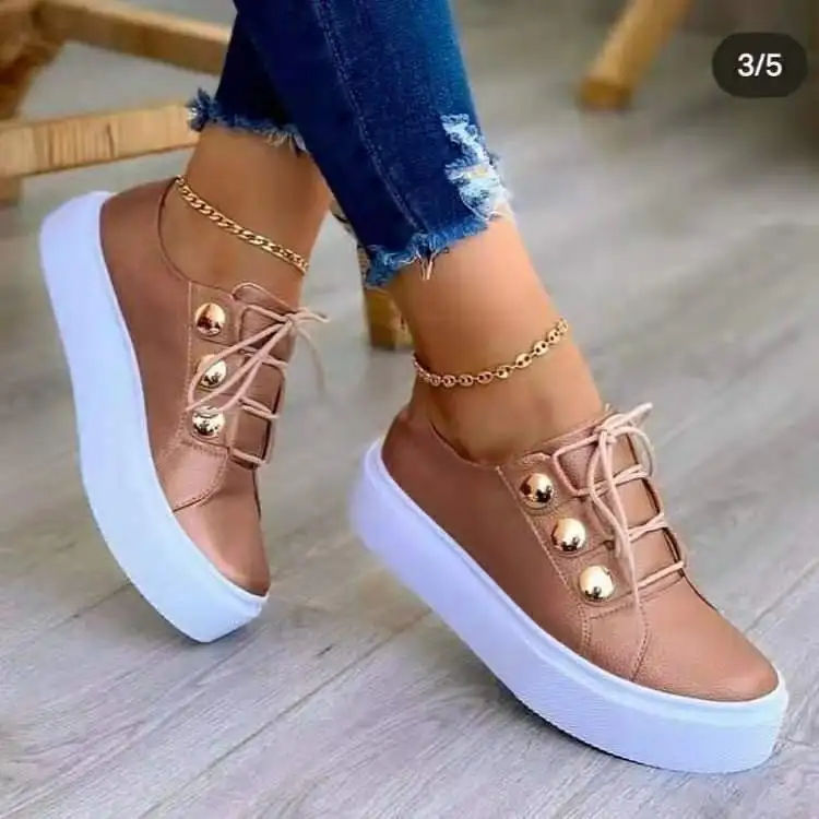Solid Color Lace-Up Slip-On Women's Sneakers Casual Walking Shoes