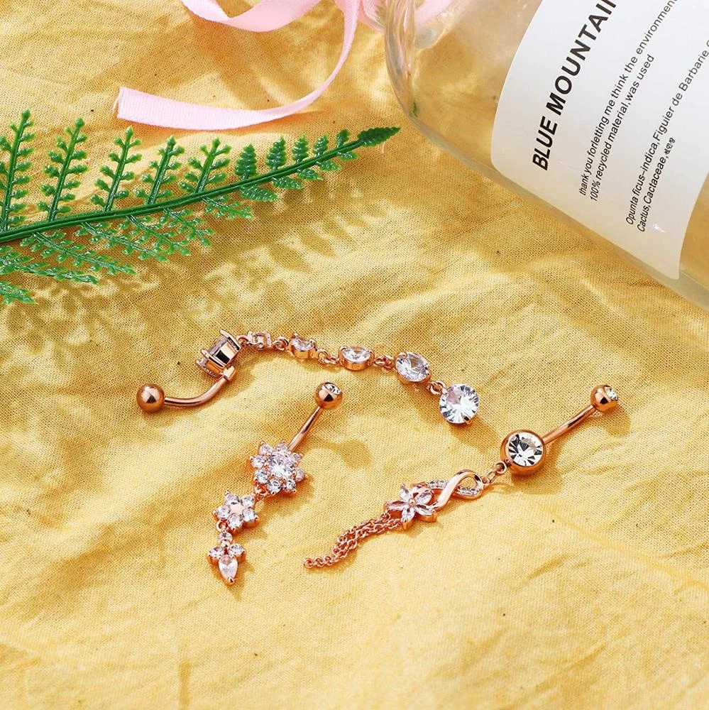 Set of 6 Belly Button Dangle Rings – Kreative Kreations
