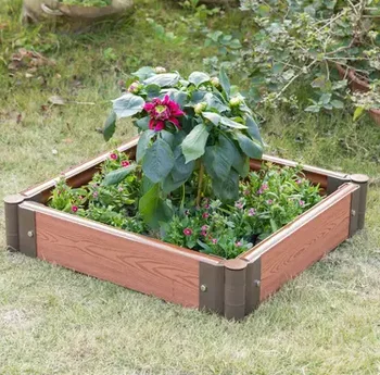 Outdoor Vegetable Planting Box Wood Grain Color WPC Flower Plastic Planters Pot