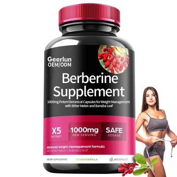 OEM ODM Berberine Supplement 1000mg Potent Botanical Capsules for Weight Management with Bitter Melon and Banaba Leaf