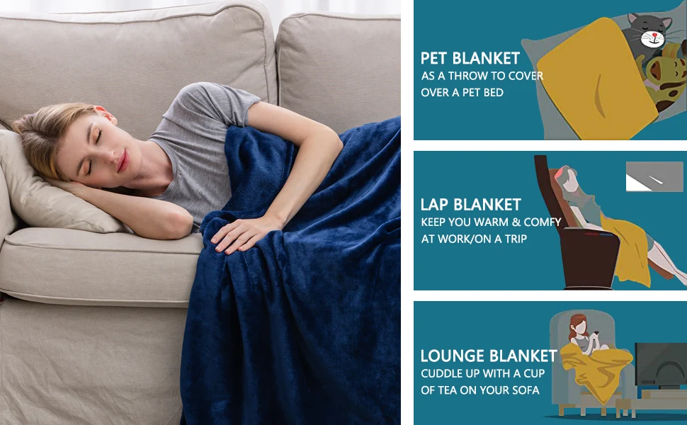 Blx Winter Bed Quilt Blanket King Size Super Soft Warm Throw Blankets