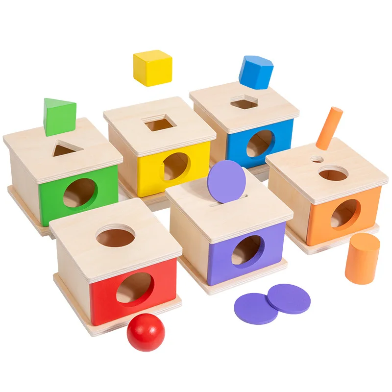 Montessori-geïnspireerd houten kleurenherkenningssorteerspeelgoed voor kinderen, geometrische vormenmatchend cognitief spel, natuurlijk hout leerhulpmiddel