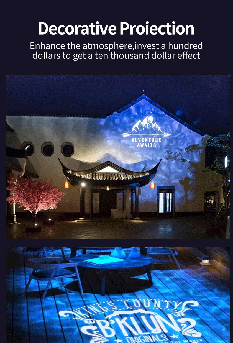 GOBO 40W Commercial Advertising Lamp Dynamic Gobo Led Signs Wall Projection Outdoor IP67 Waterproof HDBright Factory Direct Selling . .