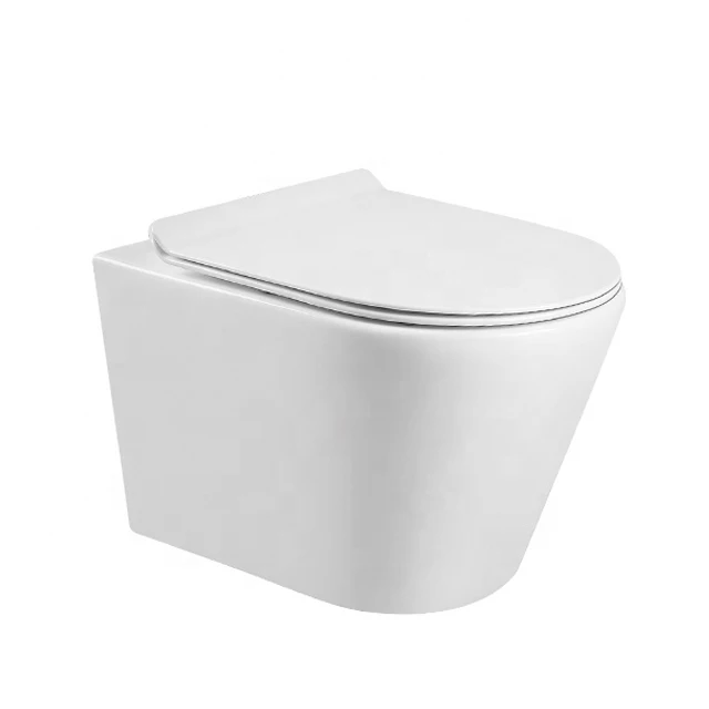 Wall-hung rimless p-trap drain one piece toilet bowl modern ceramic sanitary ware wc wall mounted hanging wall hung toilet factory