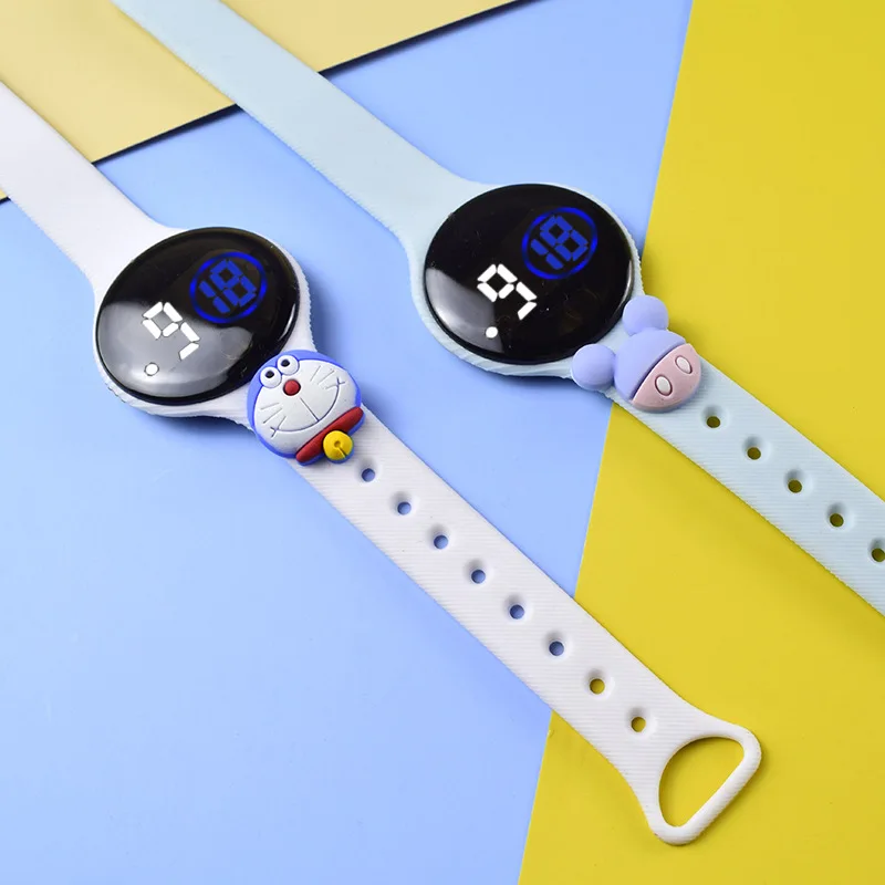 Waterproof Hand Touch Screen Led Display Led Watch for Kids Round Shape Carton Unique Kids Watch
