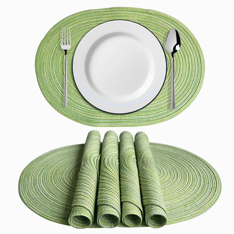 Inyahome Natural Heat-Resistant Plastic Kitchen Accessories-Oval Braided Woven Placemats aperçu 10