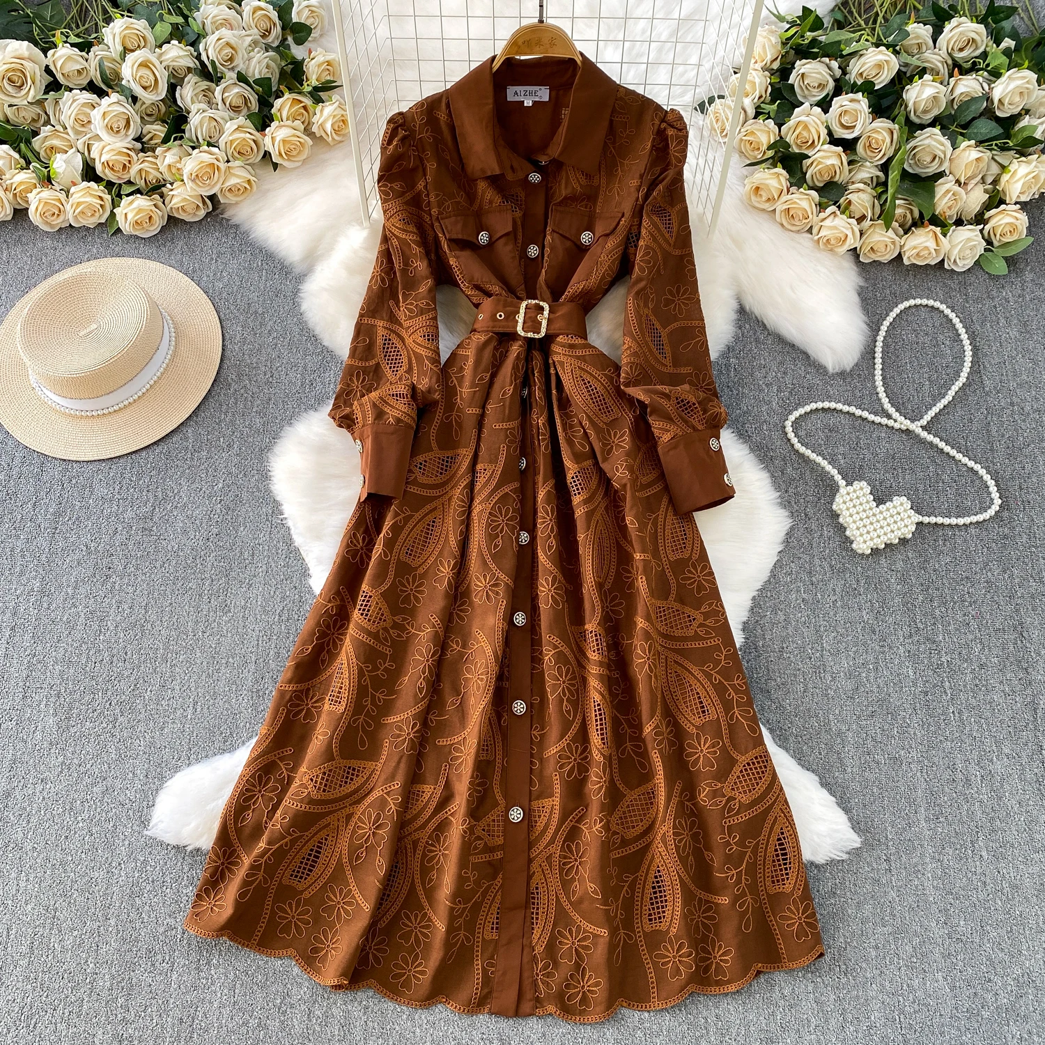 Shop Our Women's Fall Lantern Sleeve Dress - Elegant & Eco-friendly