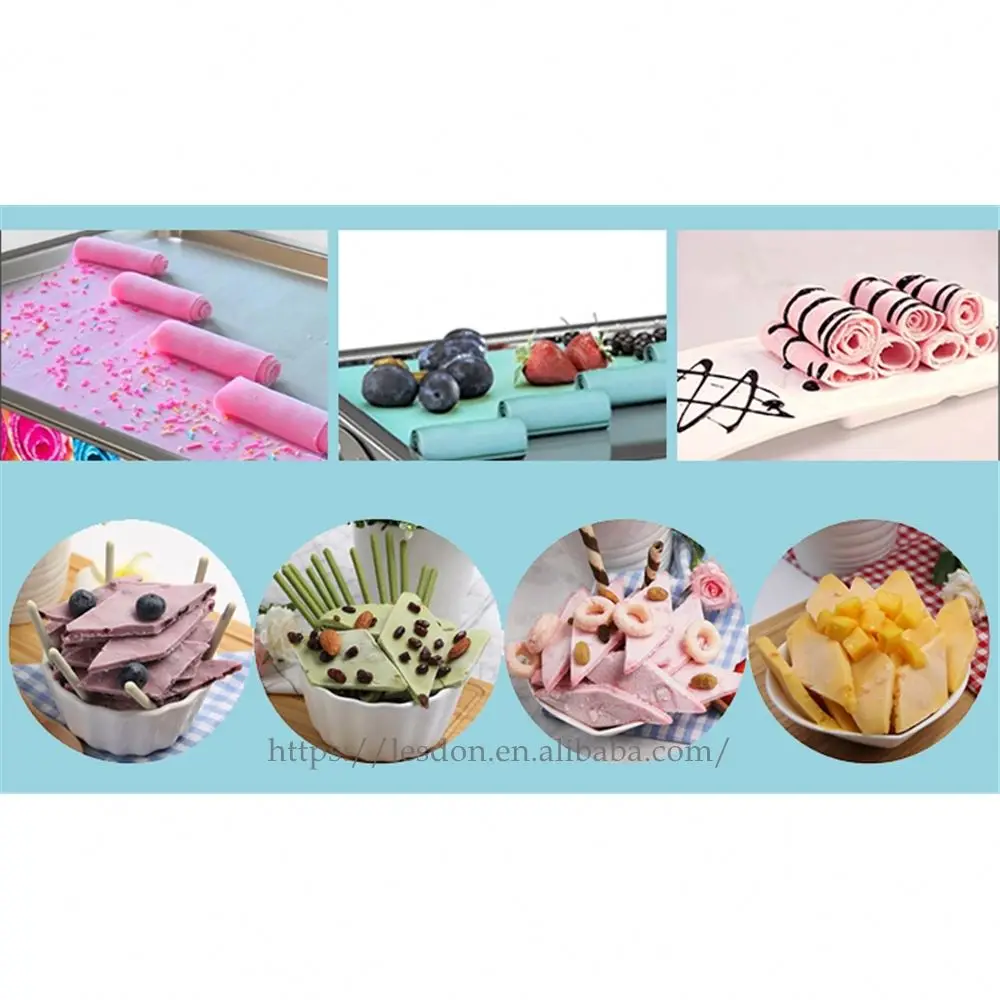 Cheap Mini Electronic Squared Mobile Pan Plate Street Small Fried Ice Cream Roll Machine Fried Ice Cream Roll Machine