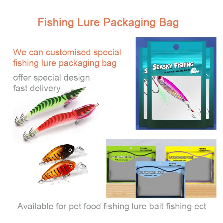 Digital Printing Plastic Tackle Pouches Reusable Ziplock Fishing Lure  Packaging Bag Zipper Fish Bait Pouch Fishing Lure Bag
