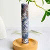 Moss agate round stick with holder