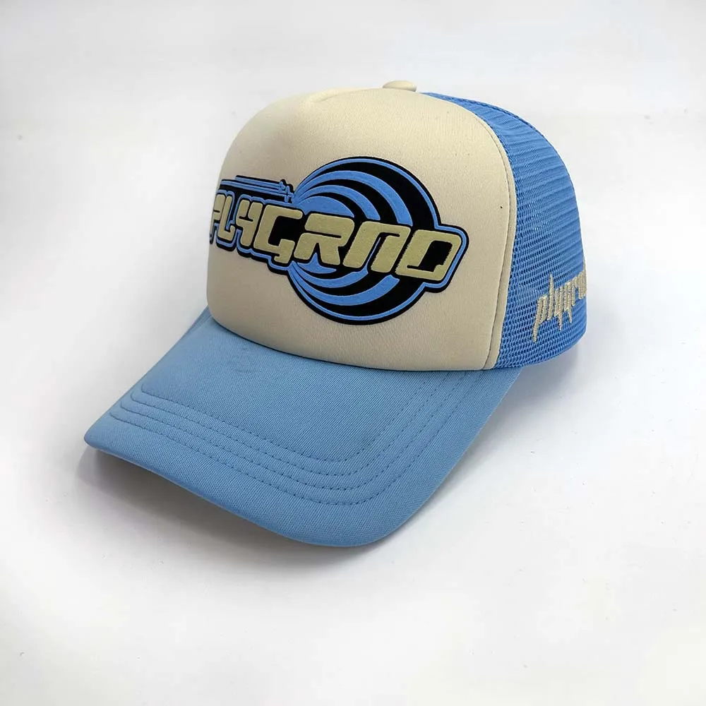 Factory High Quality Puff Print Custom 3D Powder Puff Printing Mesh Trucker Hat Personalized Trucker Foam Trucker Caps