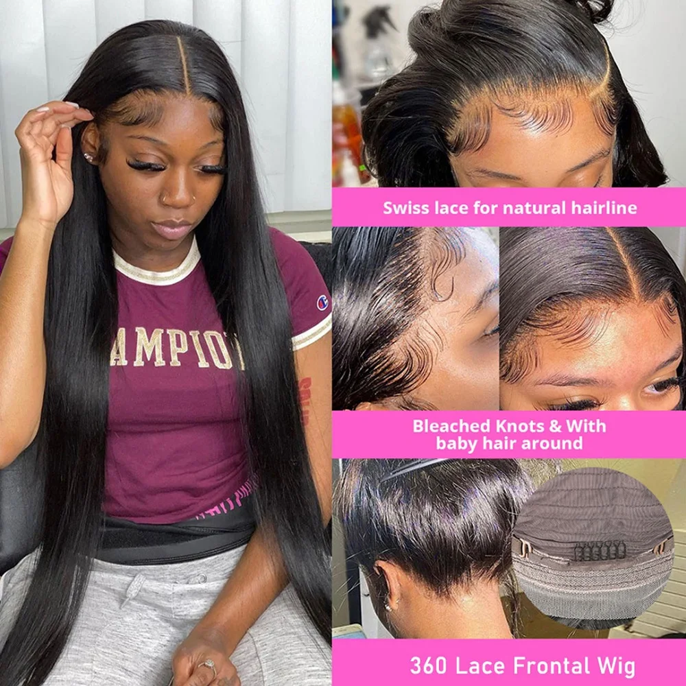 He Transparent Swiss Lace Front Wigs Human Hair 360 Lace Frontal Wig ...
