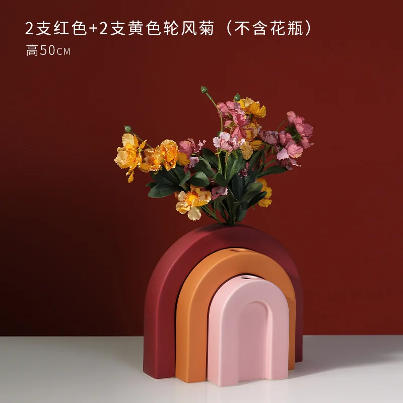 Wholesale rainbow ceramic vase wholesale custom nordic arched