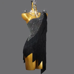 Customize Ladies Competition Latin Dance Clothing Performance Sexy Dance Dress Rhinestone Tassel Professional Women Latin Dress