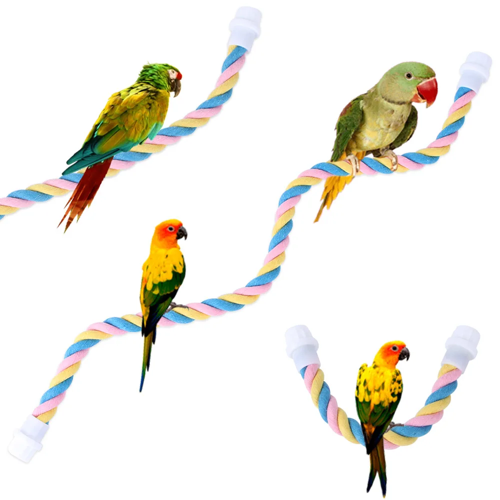 FGF Vogelspielzeug Aus Baumwollseil – Bunte Kletter Spirale Mit Glocke Für Papageien & Sittiche