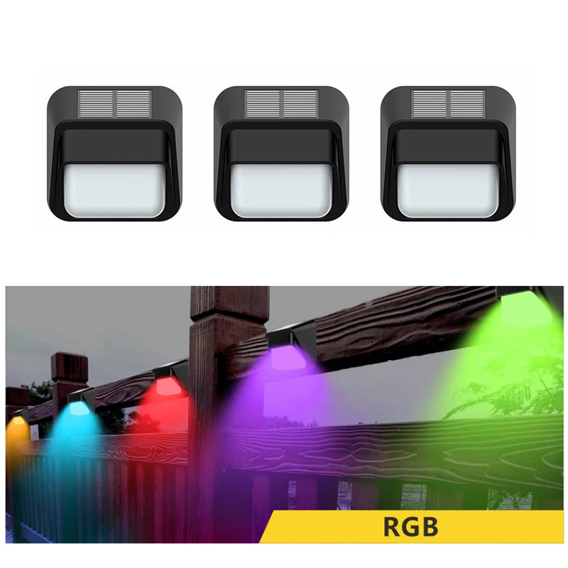 RGB Solar Fence Light Warm White 8led IP65 Waterproof Yard Garden Decoration Colorful Solar Wall Light