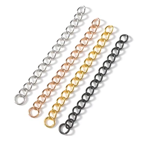 YUKAM Stainless Steel Gold Plated 3mm 5cm Extender Extension Chain Necklaces Bracelets Accessories DIY Jewelry Making Findings